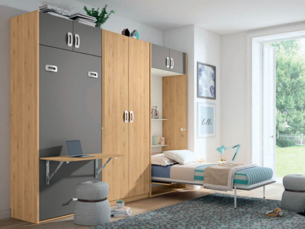 Camas abatible con escritorio abatible y armario · Dormitorio Juvenil · Dormitorios · Camas abatibles · MLC Muebles · Tienda de muebles · Tienda online · Tienda de muebles en Tenerife · Canarias